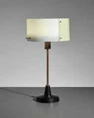 Rare table lamp by Stilnovo, 1950s, Tubular brass, brass, painted aluminum, acrylic, sold Jun 2017