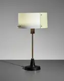 Rare table lamp by Stilnovo, 1950s, Tubular brass, brass, painted aluminum, acrylic, sold Jun 2017