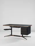 Gio Ponti, Rare desk, circa 1956, Painted steel, brass, laminate-covered wood, rubber
