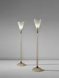 Pair of floor lamps, model no. 518 by Carlo Scarpa, circa 1942, Corroso glass, incamiciato glass, brass, sold Dec 2017