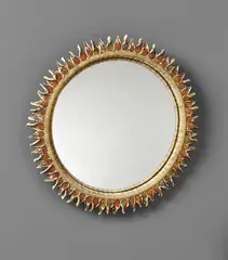 Large "Chardon" mirror by Line Vautrin, circa 1955, Talosel resin, colored mirrored glass, convex mirrored glass, offered Dec 2017