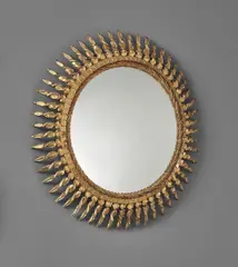 "Soleil torsadé" mirror by Line Vautrin, circa 1955, Talosel resin, colored mirrored glass, convex mirrored glass, offered Dec 2017