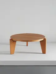 Jean Prouvé, Low table, circa 1944, Oak, oak-veneered wood, painted steel