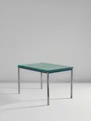 Table, model no. B 307 by Pierre Jeanneret and Le Corbusier Charlotte Perriand, 1930-1932, Chromium-plated steel, painted steel, glass, rubber, sold Dec 2017