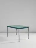 Table, model no. B 307 by Pierre Jeanneret and Le Corbusier Charlotte Perriand, 1930-1932, Chromium-plated steel, painted steel, glass, rubber, sold Dec 2017