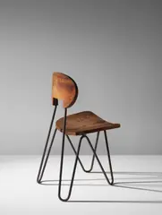 César Janello, Early “W” chair, circa 1947, Jequitiba, steel