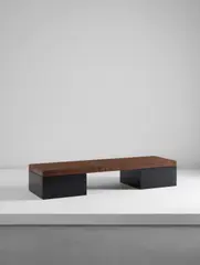 Low table by Jules Wabbes, 1960s, Wenge, patinated metal-covered wood, offered Dec 2017