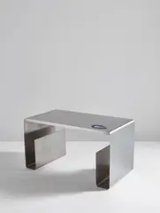 "Pliée" low table by Maria Pergay, circa 1968, Stainless steel, agate, offered Dec 2017