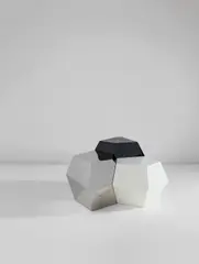 Mattia Bonetti, Set of three "Polyhedral" tables, circa 2009, Painted wood, stainless steel