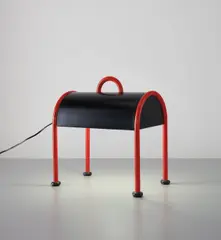 "Valigia" table lamp by Ettore Sottsass, designed 1977, Enameled steel, rubber, sold Dec 2017