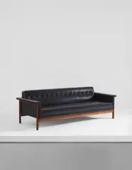 Ettore Sottsass, "Canada" sofa, circa 1959, Teak, vinyl