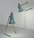 Pair of bedside lamps by Stilnovo, 1950s, Brass, painted aluminum, plastic, sold Dec 2017
