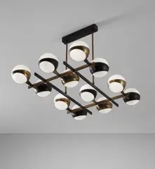 Ceiling light by Stilnovo, circa 1960, Brass, painted brass, glass, sold Dec 2017