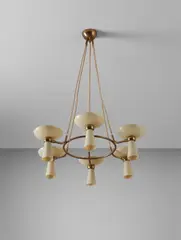 Ceiling light by Stilnovo, circa 1952, Glass, brass, offered Dec 2017