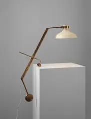 Roberto Menghi, "Libra-Lux" counterbalance table lamp, circa 1948, Brass, painted aluminum, rubber