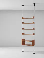 Vico Magistretti, Bookshelf, circa 1946, Painted steel, oak-veneered wood, painted metal, brass
