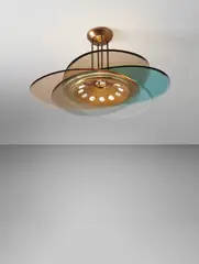 Max Ingrand, Ceiling light, circa 1953, Glass, brass