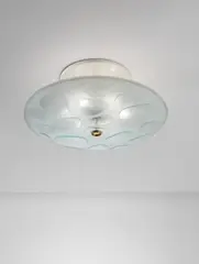 Ceiling light by Max Ingrand, circa 1954, Etched glass, brass, painted metal, offered Dec 2017