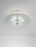 Max Ingrand, Ceiling light, circa 1954, Etched glass, brass, painted metal