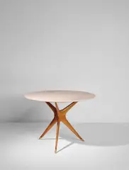 Table by Ico Parisi, circa 1950, Rosso portogallo marble, walnut, brass, sold Dec 2017