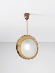 Max Ingrand, Ceiling light, circa 1960, Brass, frosted glass