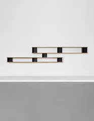 "Nuage" wall shelf by Charlotte Perriand, circa 1956, Ash-veneered plywood, painted steel, aluminum, sold Dec 2017