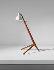 Franco Albini, Rare “Mitragliera” floor lamp, circa 1948, Walnut, painted aluminum, brass, painted steel