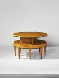 Gio Ponti, Coffee table, circa 1931, Elm burl-veneered wood, patinated brass