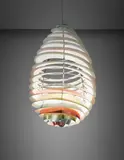 Poul Henningsen, Rare "Spiral" ceiling light, designed for the Headquarters Assembly Hall, Danish Consumers Cooperative Society, Albertslund, 1964, Painted aluminum, aluminum, brass, copper