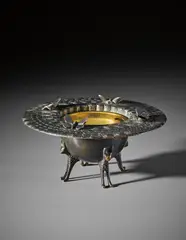 Armand-Albert Rateau, Ashtray, model no. 1901, circa 1930, Patinated bronze, brass