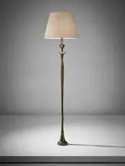 Alberto Giacometti, Early “Figure” floor lamp (thin version), 1933-1939, Patinated bronze, paper shade