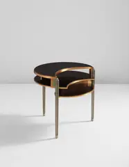Eugene Schoen, Important and unique cocktail table, circa 1929, Monel metal, bronze, Bakelite, steel