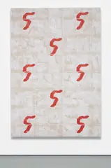 Matt Sheridan Smith, Pattern portrait (cyclist), 2014, acrylic gel transfer and paper on linen