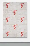Matt Sheridan Smith, Pattern portrait (cyclist), 2014, acrylic gel transfer and paper on linen