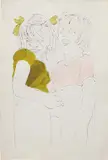 Andy Warhol, Two Girls Laughing, 1954, offset lithograph and watercolor on paper
