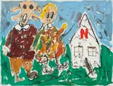 André Butzer, Untitled (mit N-Haus), 2007, oil on canvas