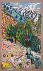 Stood Before Juniper Trees - High Atlas by Billy Childish, 2010, oil and charcoal on linen, sold Feb 2016