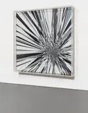 Thomas Canto, Triangle Burst, 2014, acrylic on wood and nylon wires, in artist's Plexiglas box