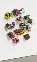Flower Pot by Hans-Peter Feldmann, 2009, 15 synthetic flowers and soil in plastic pots, sold Feb 2016