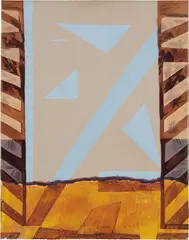 Augur by Allison Katz, 2009, acrylic and plaster on canvas, offered Feb 2016