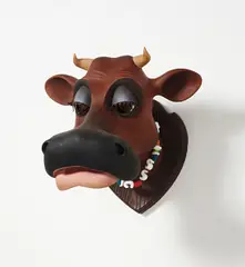 Daniel Oates, Trophy (Ursula the Cow) I, 1991, polyester resin, urethane foam, latex, wood, steel and painted fiberglass with acrylic yarn and extruded polystyrene