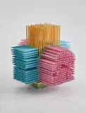 Ry Rocklen, Extruded Cage, 2010, bird cage, dowels and paint