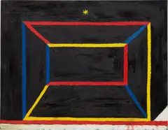 Empty Frame Painting (Homage to Al Jensen) by Chris Martin, 1999-2007, oil on canvas, sold Feb 2016