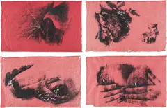 Kiki Smith, Untitled (Pink Bosoms), 1990-92, dated 1990, complete set of 4 screenprints with gouache on rice paper