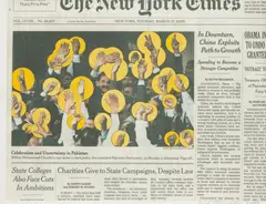 Mar. 17 by Fred Tomaselli, 2009, gouache and photocollage on printed watercolor paper, sold Feb 2016