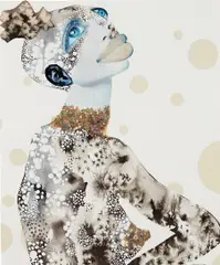 Wangechi Mutu, Collage, 2002, gouache, ink, sequins and printed collage on paper