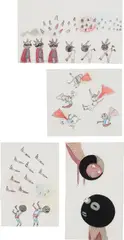 Laylah Ali, Four works: (i) Untitled; (ii) Untitled; (iii) Untitled; (iv) Untitled, 2002, gouache, watercolor pencil, and ink on paper