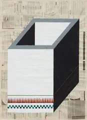 Gabriel Vormstein, (Untitled) Box, 2004, acrylic and pencil on newspaper