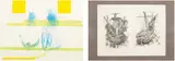 Kai Althoff, Two works: (i) Untitled; (ii) Untitled, 2003, metallic paint, vinyl adhesive, ink, paper collage and found printed paper laid down on fabric