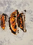 Untitled (History Painting) by Korakrit Arunanondchai, 2013, bleach on denim over inkjet print, over canvas, sold Feb 2016